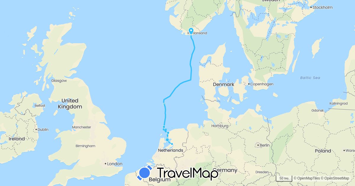 TravelMap itinerary: boat in Netherlands (Europe)